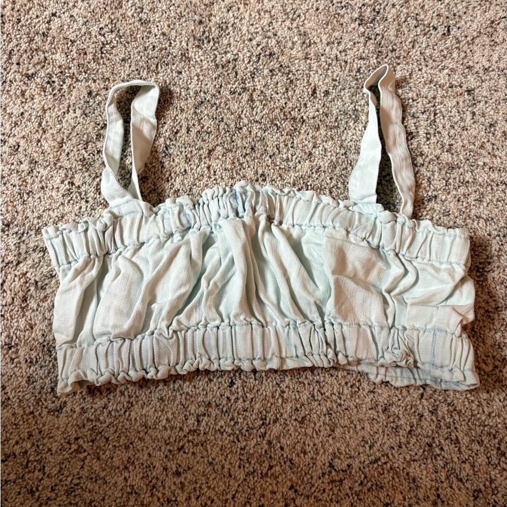 Light Blue Smocked Women's Top